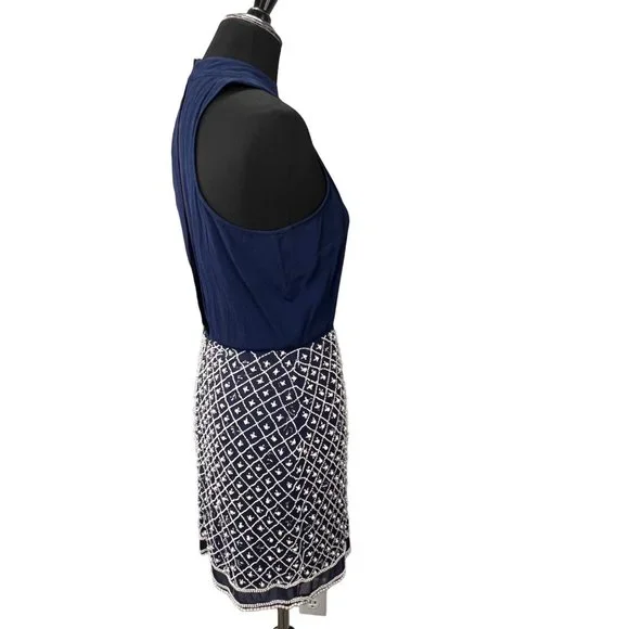 NBD Revolve Best Mistake Dress size S Navy Blue Beaded Mini Sleeveless - Picture 6 of 10